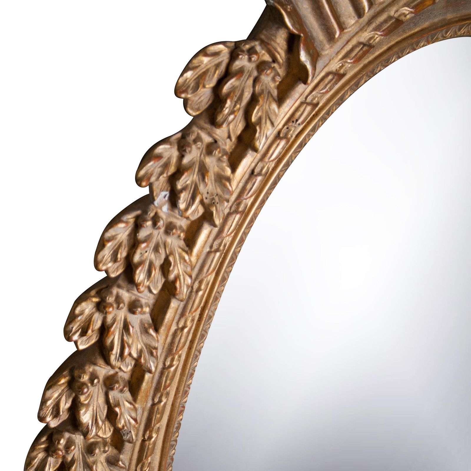 Neoclassical Regency Style Acanthus Gold Foil Hand Carved Wooden Mirror, 1970 photo for sale