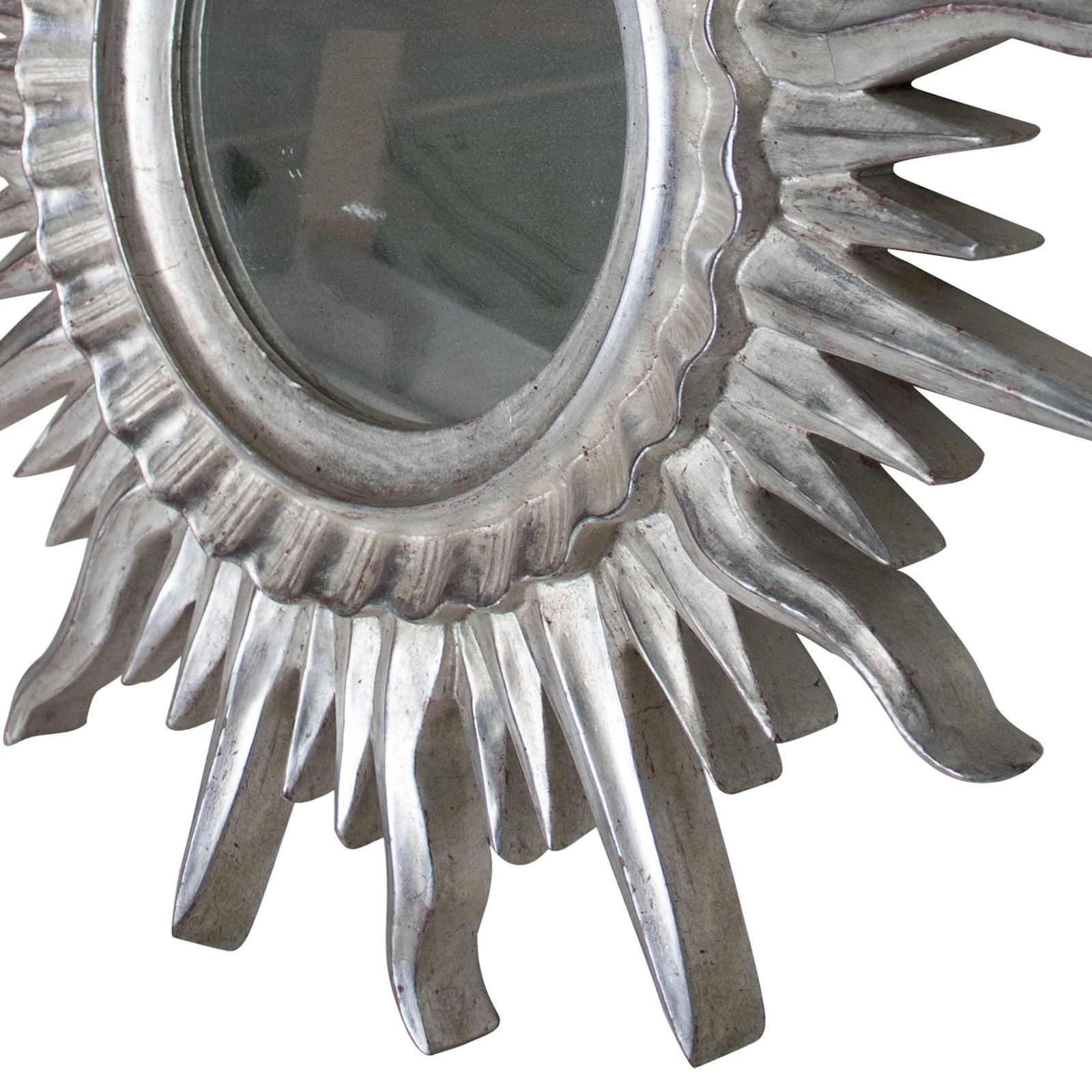 Mid Century Modern Sun Silver Wood French Mirror, 1960 photo for sale