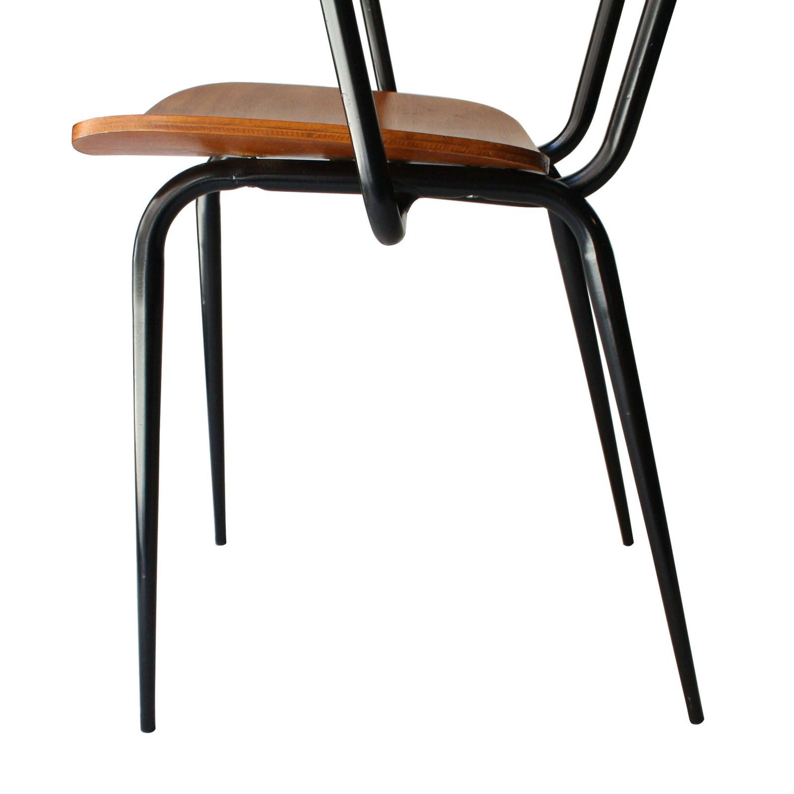 Mid Century Modern Black Iron Teak Pair Of Armchairs, France, 1950 photo buy