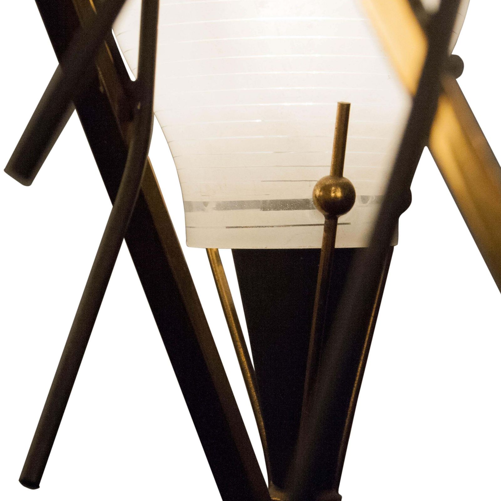 Mid Century Modern Circular Gold White Brass Glass Ceiling Lamp Italy, 1950 photo 1320.0