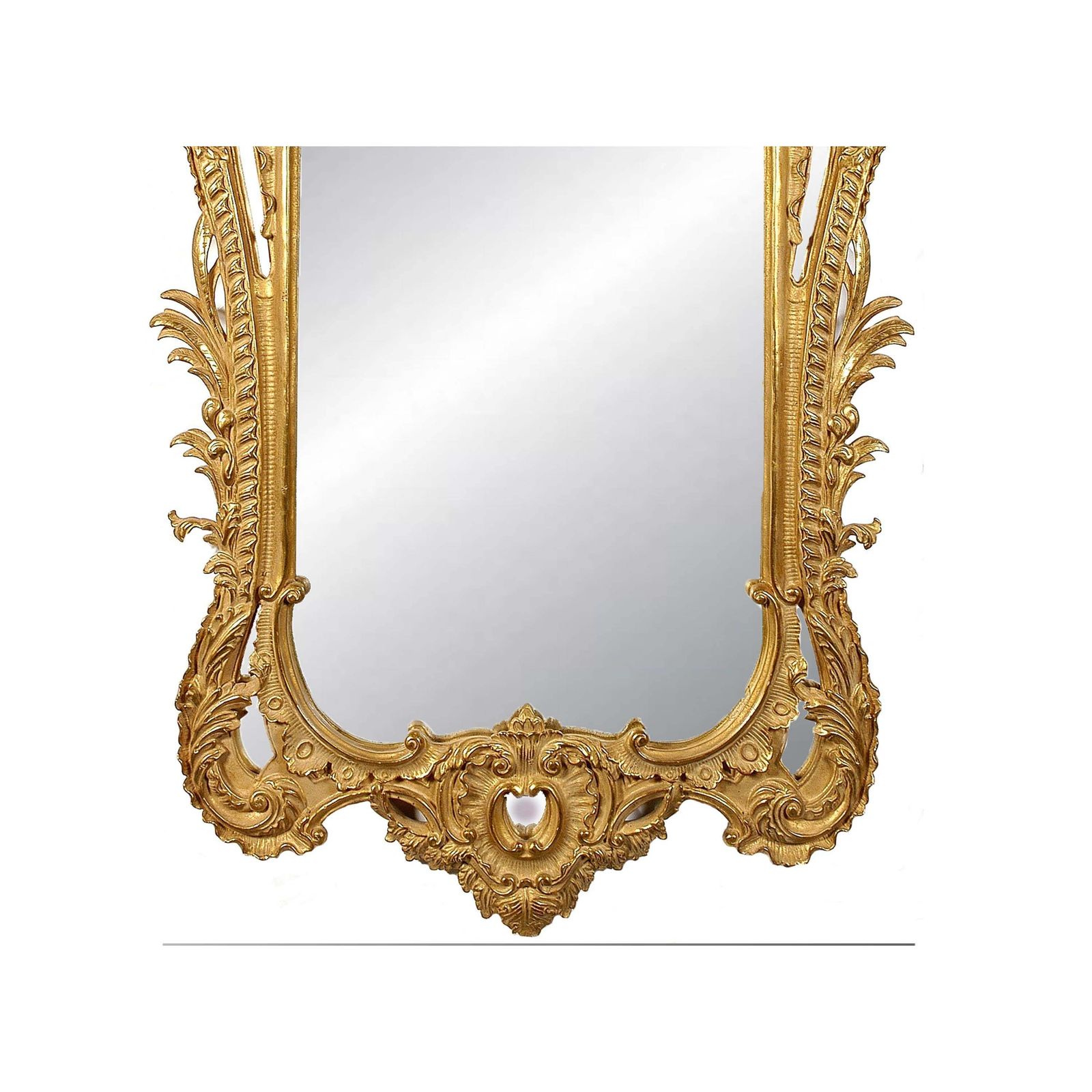 Neoclassical Regency Style Rectangular Gold Foil Hand Carved Wooden Mirror, 1970 photo for sale