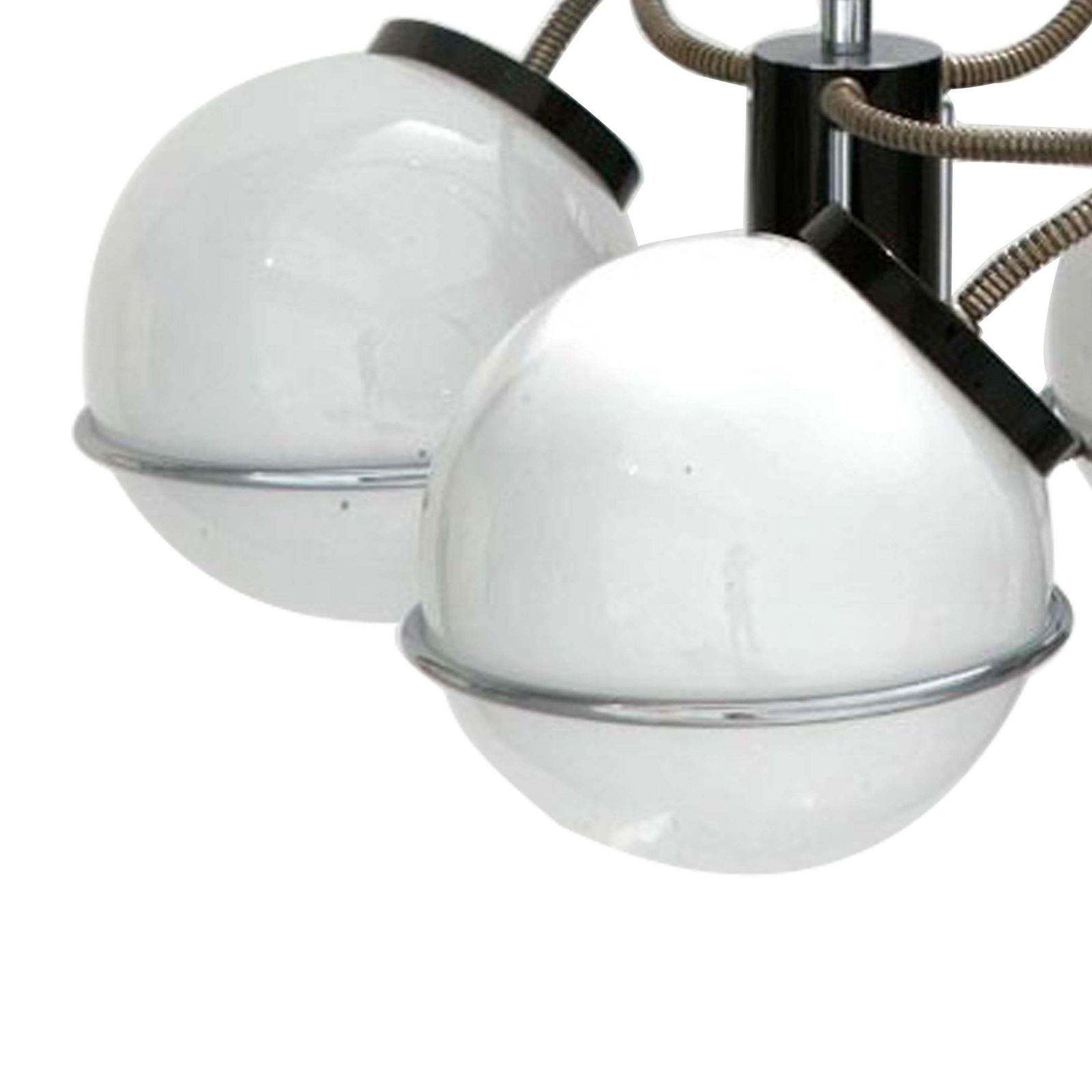 Gino Sarfatti Midcentury Chromed Steel Glass Suspension Lamp, Italy, 1970 photo furniture