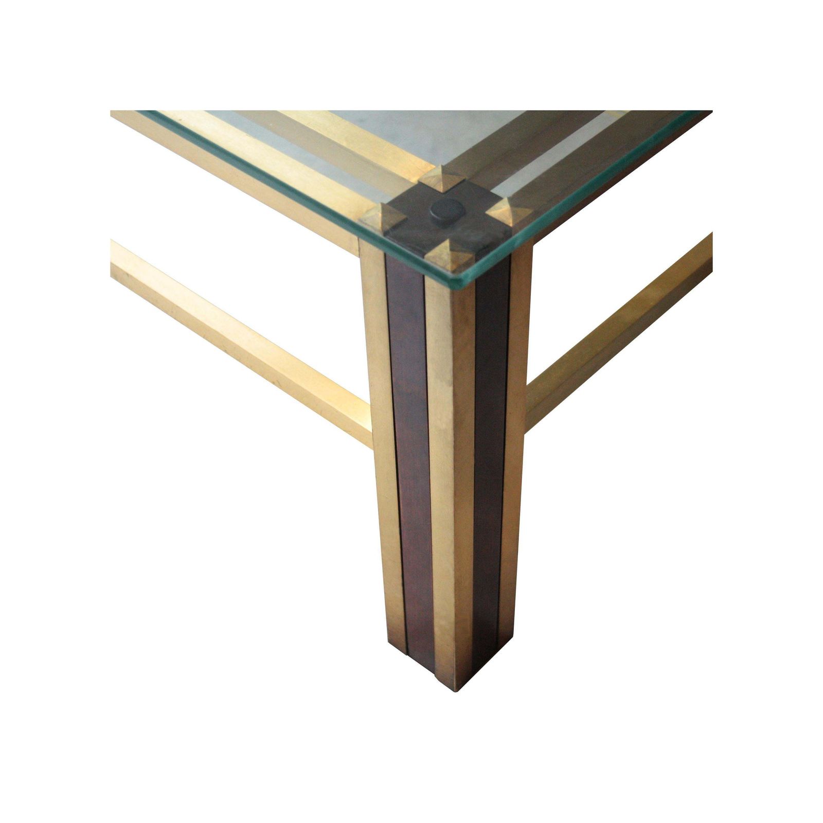 Mid Century Modern Table With Brass And Wood Structure, France, 1970 photo vinterior