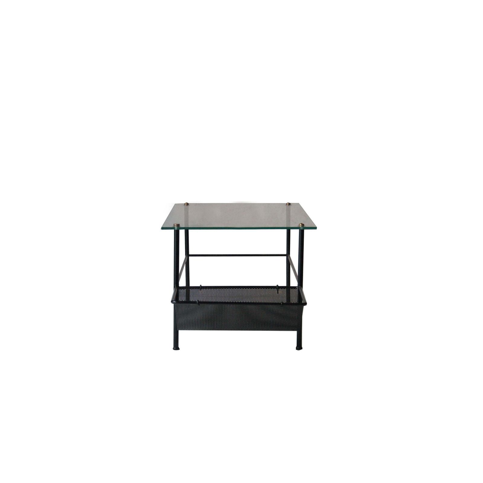 Mid Century Modern Rectangular Black Sheet Metal Glass French Coffee Table, 1960 photo 1150.0