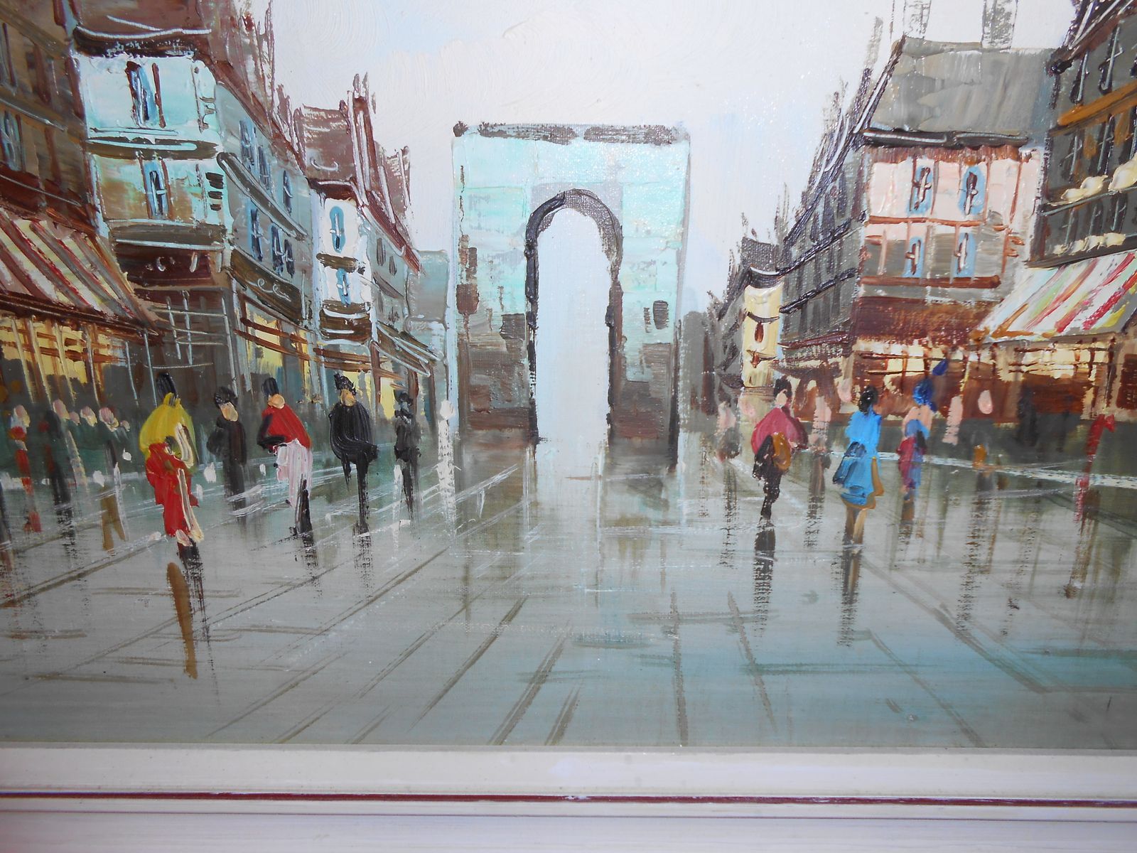 Parisian Street Scene Oil Painting On Canvas. photo furniture