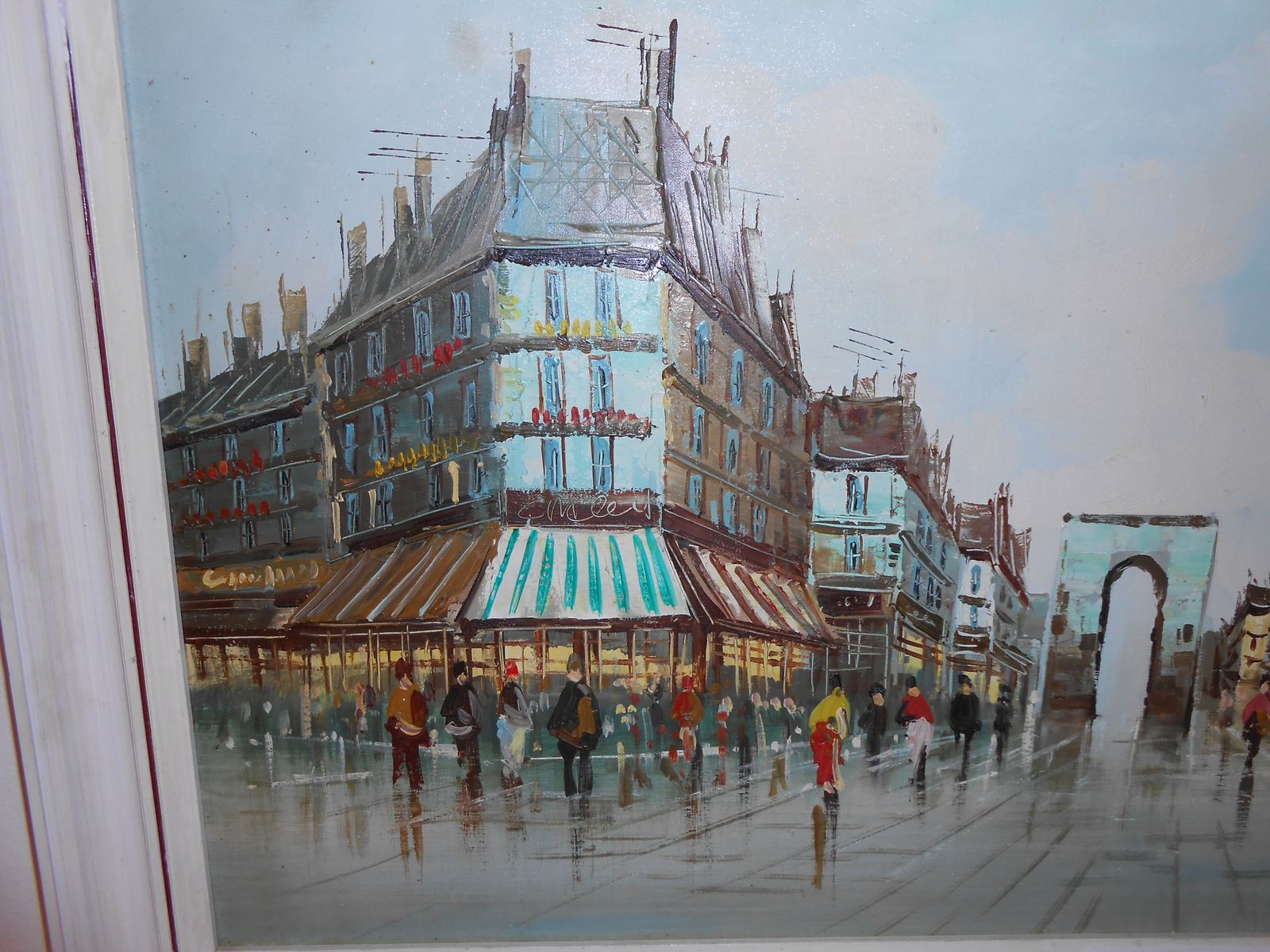Parisian Street Scene Oil Painting On Canvas. photo for sale