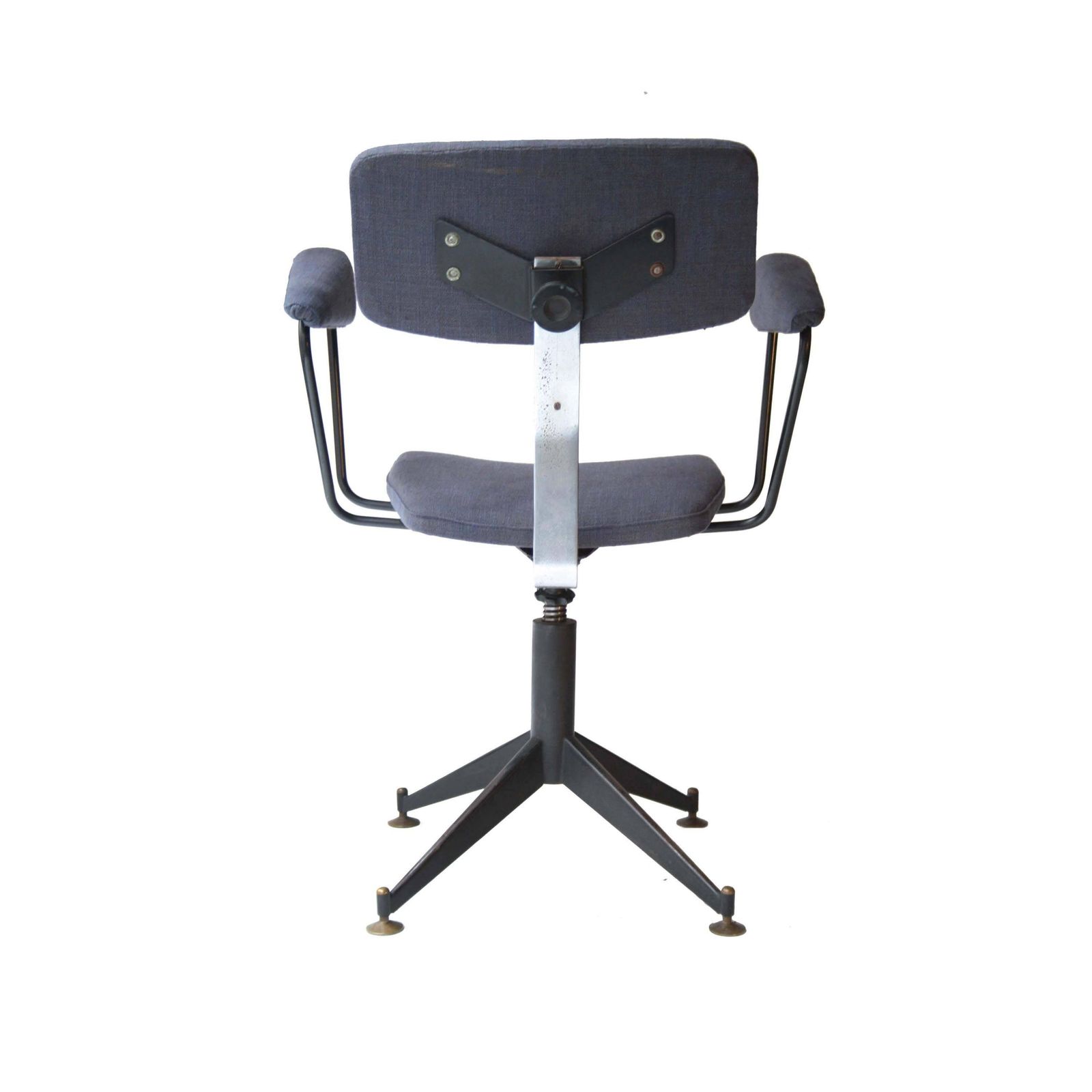 Mid Century Modern Grey Black Metal Brass German Rotating Armchair photo Furniture