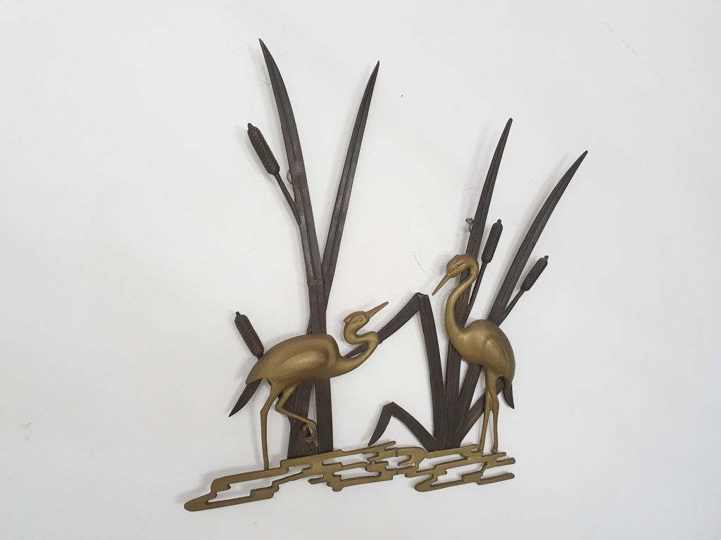 Mid Century Brass Wall Sculpture With Birds, 1970's photo furniture