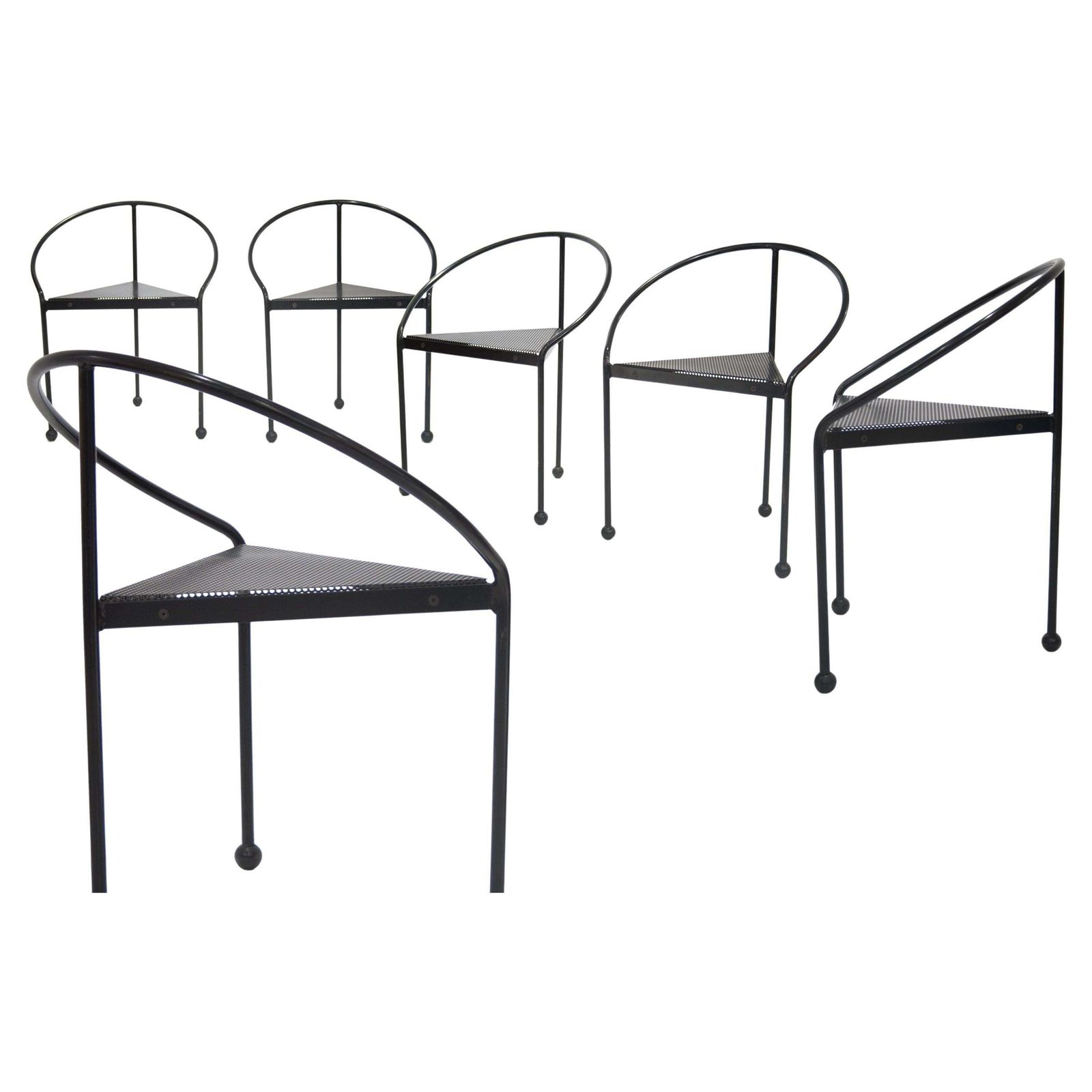 Memphis Style Metallic Tripod Chairs, Italy, 1980