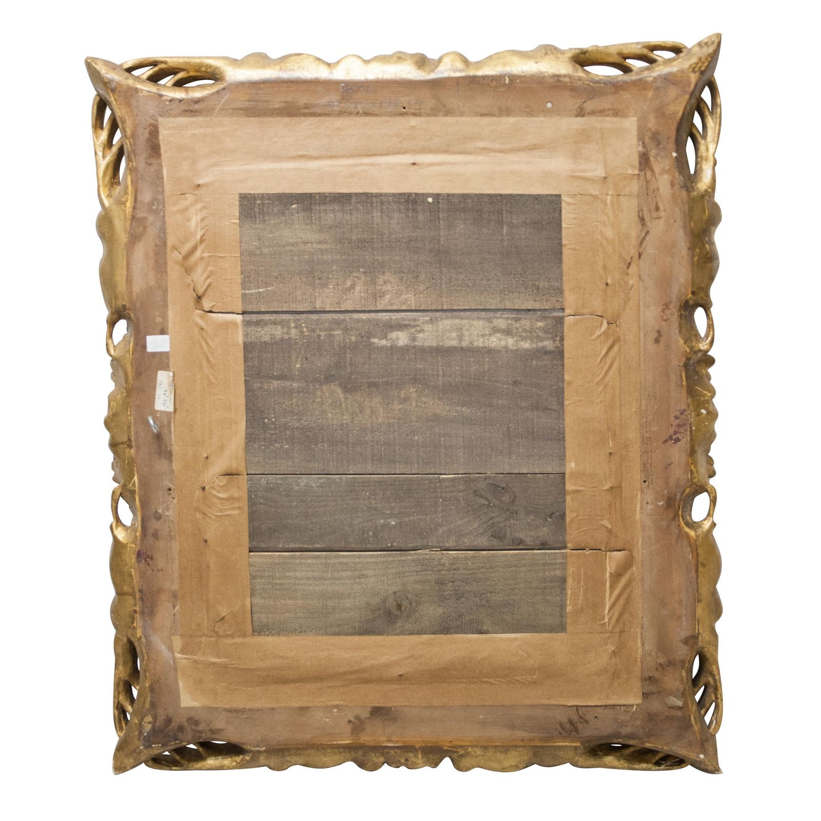 Art Nouveau Style Rectangular Gold Foil Hand Carved Wooden Mirror, 1970 photo buy