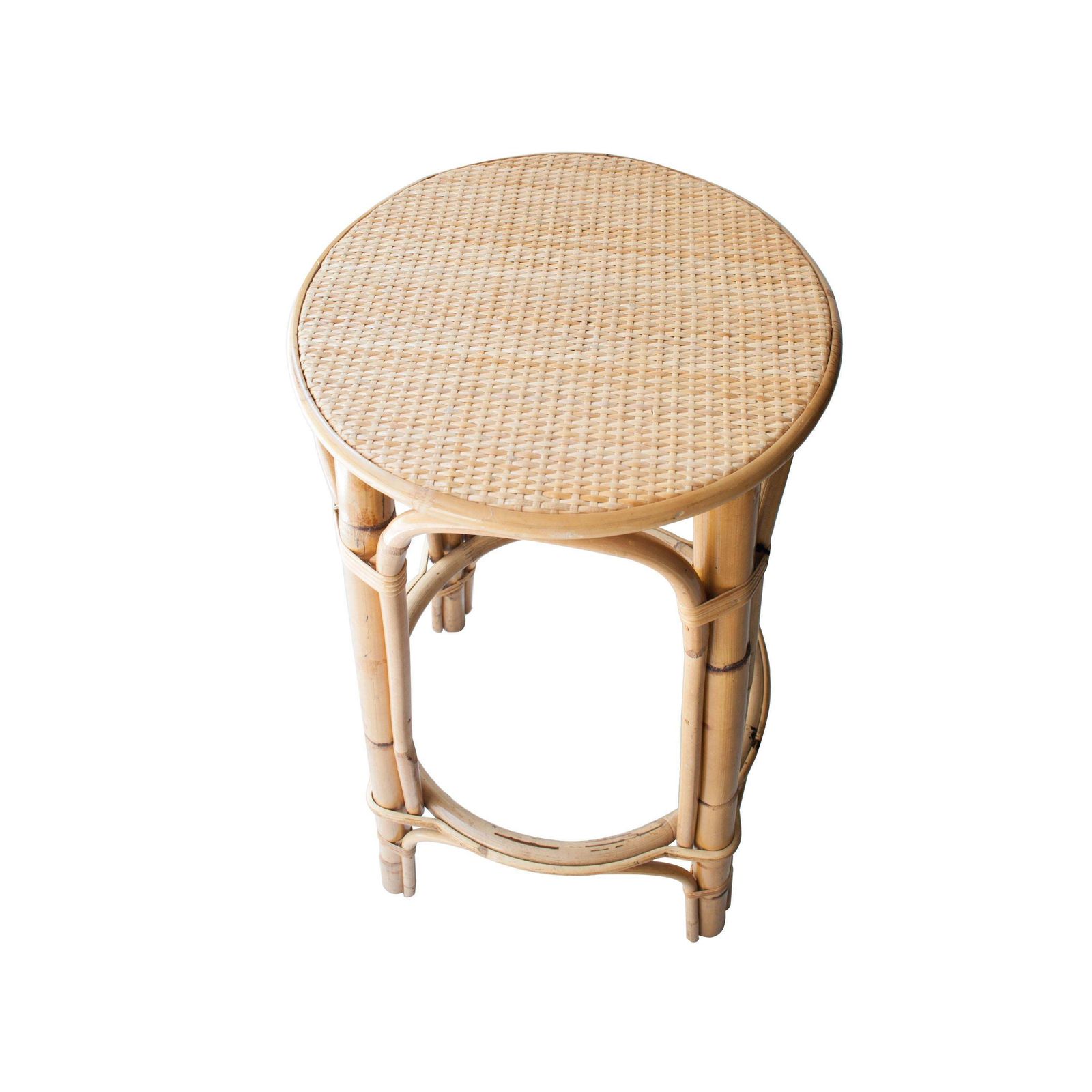 Mid Century Modern Bamboo Natural Fiber Stool, France, 1970 photo for sale