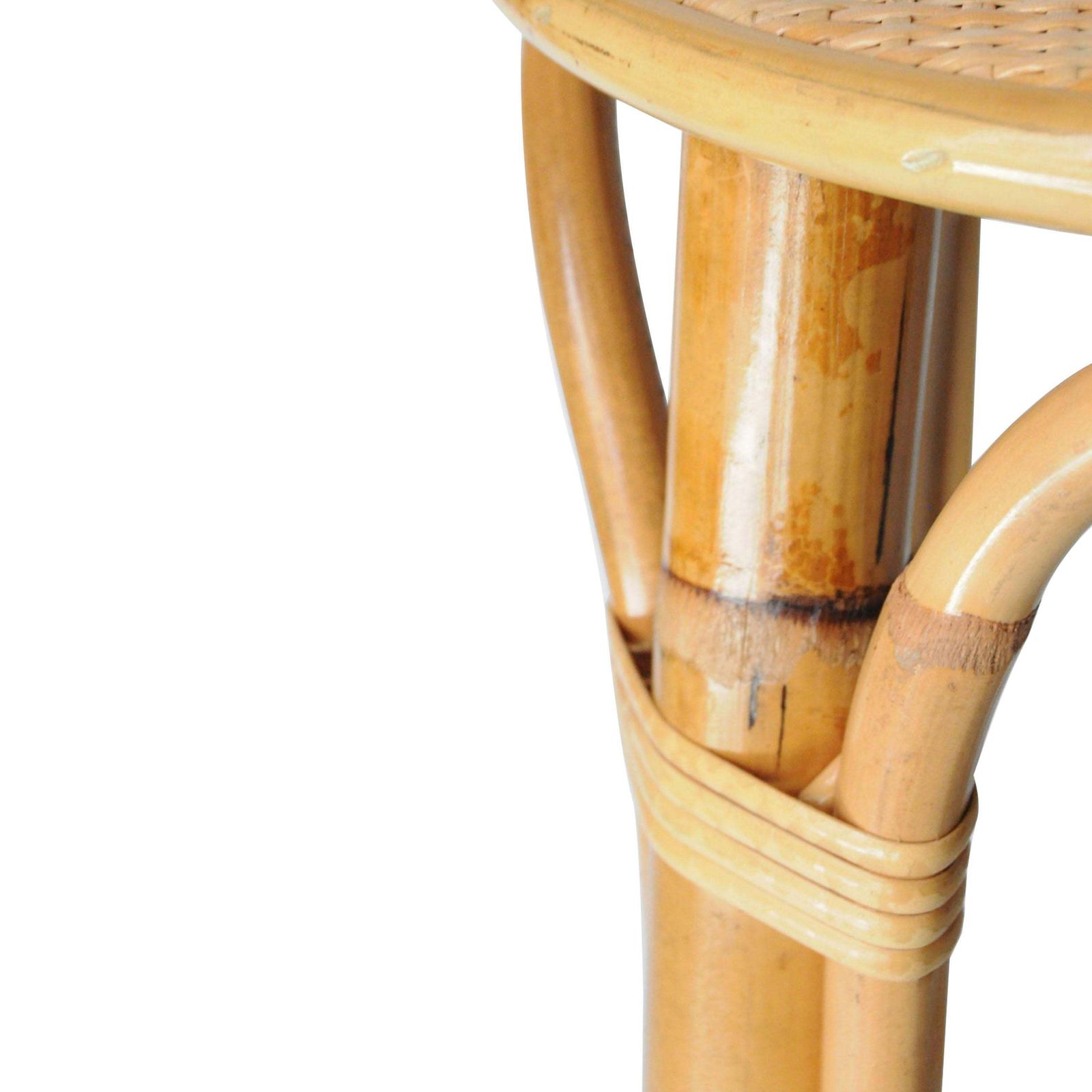 Mid Century Modern Bamboo Natural Fiber Stool, France, 1970 photo Garden Furniture