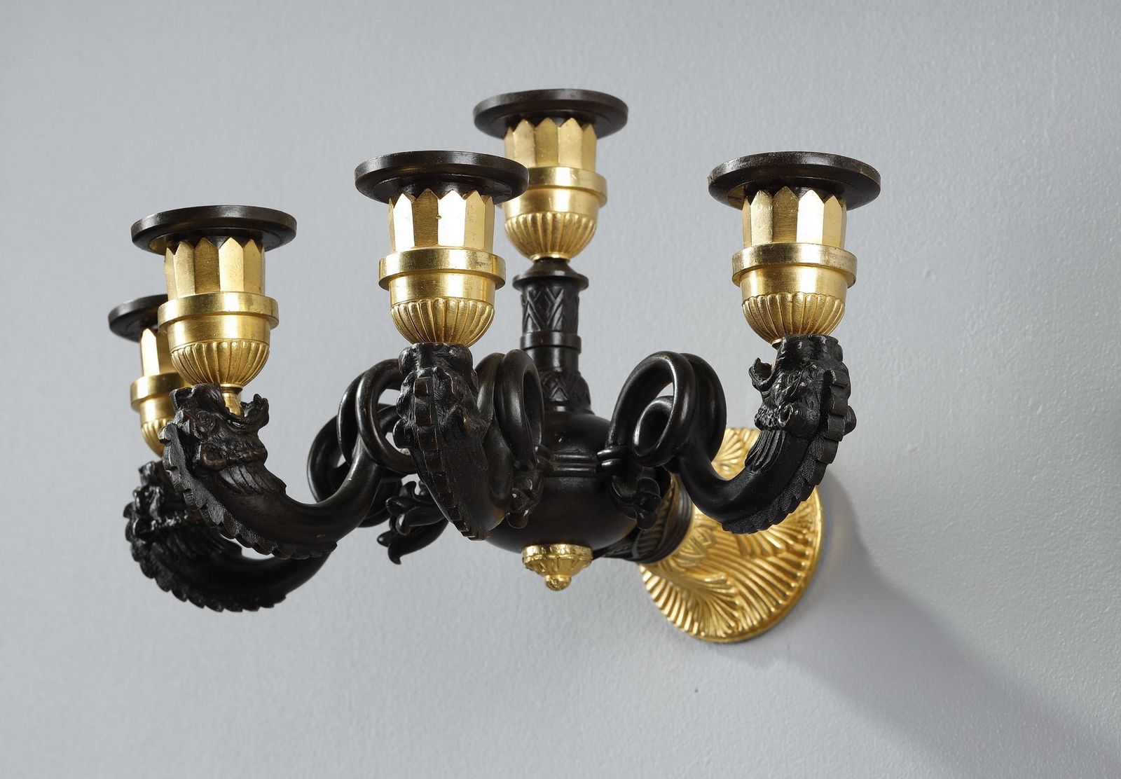 Home Decor Pair Of Restauration Period Sconces In Bronze photo
