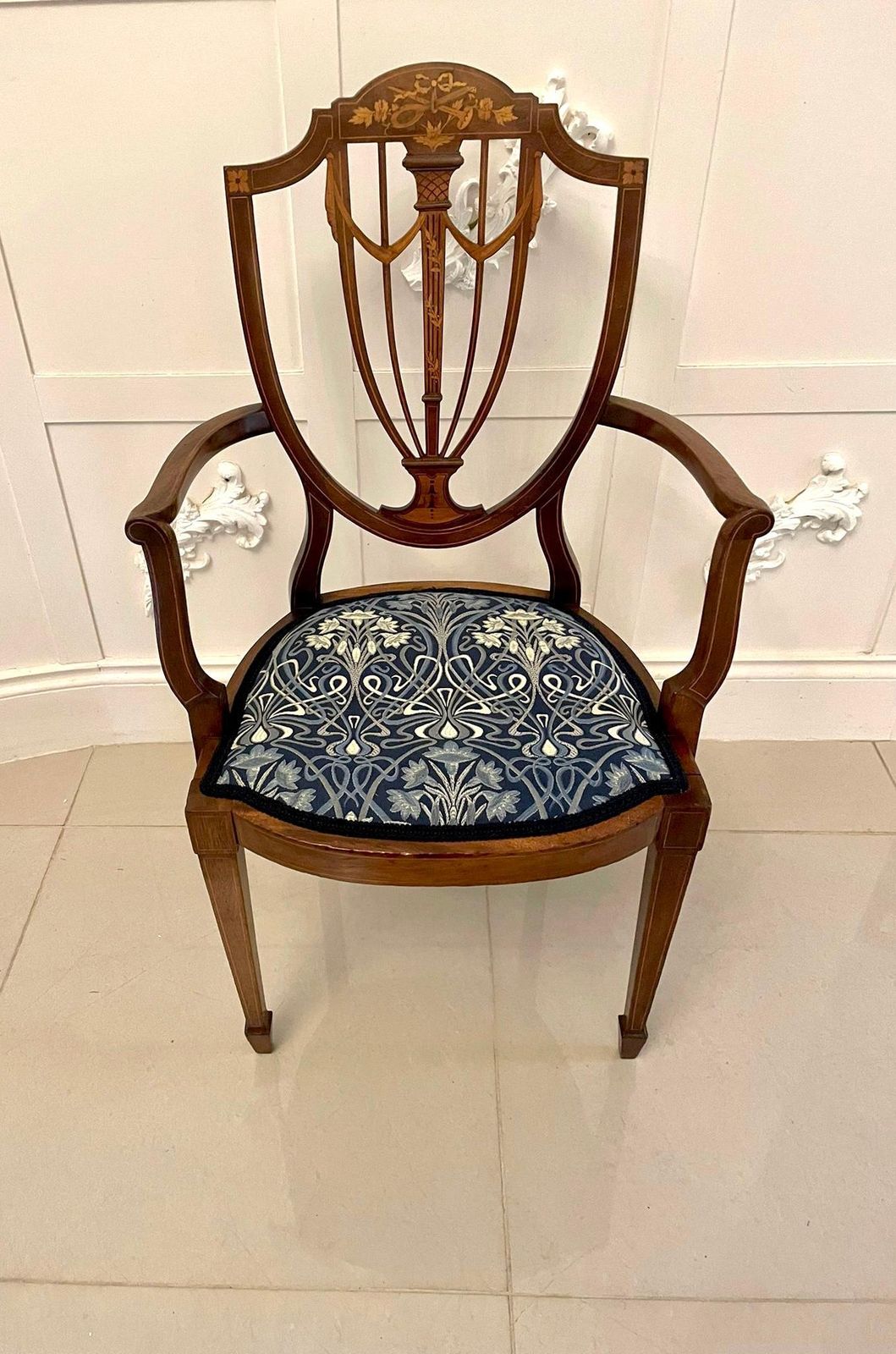 Fine Quality Antique Mahogany Inlaid Desk Chair photo furniture
