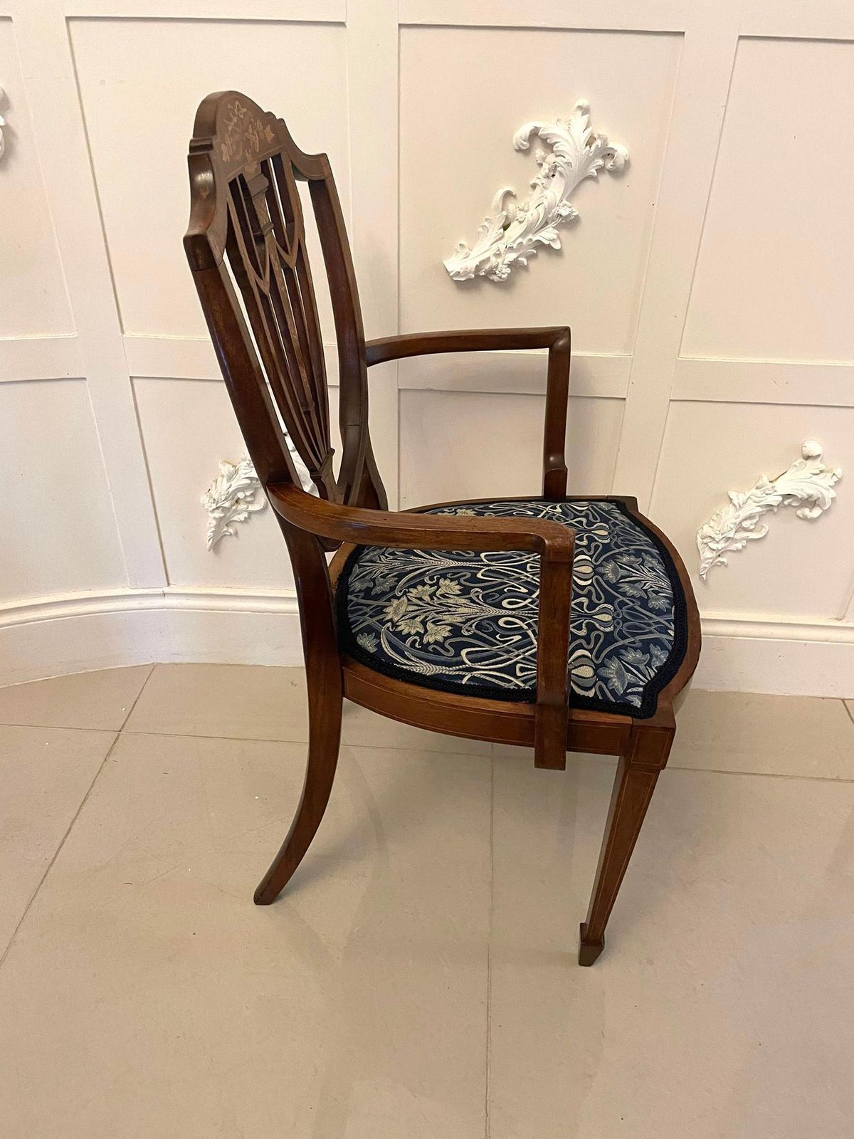 Fine Quality Antique Mahogany Inlaid Desk Chair photo Furniture