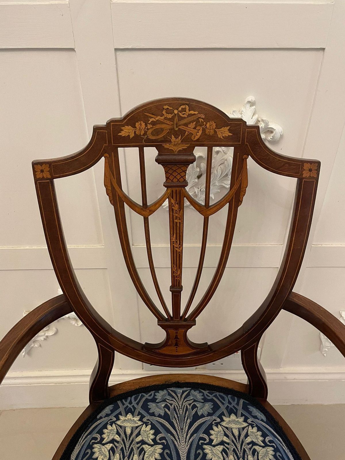 Furniture Fine Quality Antique Mahogany Inlaid Desk Chair photo
