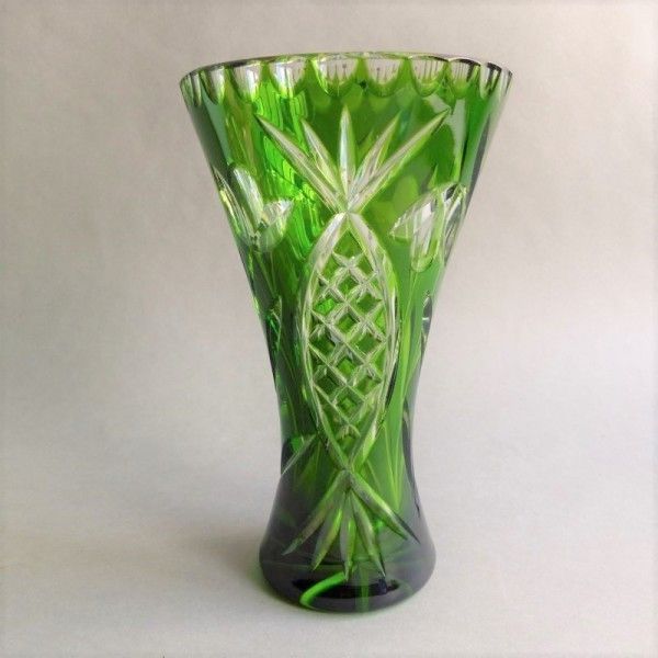 Polished Crystal Vase. Bohemia 1940   1950