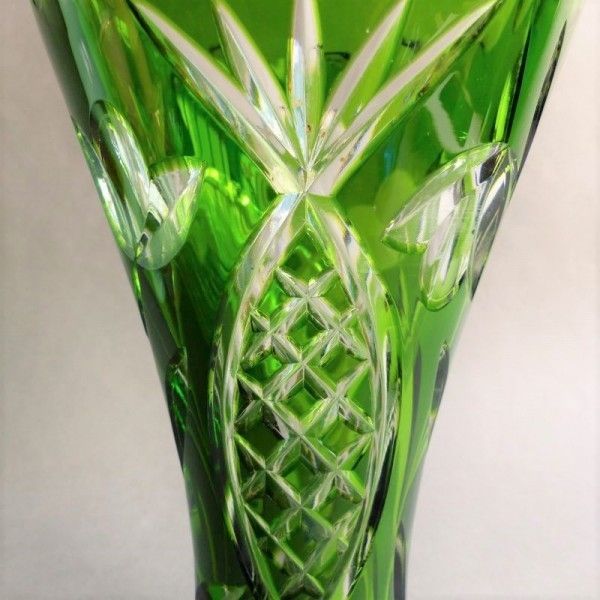 Polished Crystal Vase. Bohemia 1940   1950 photo furniture