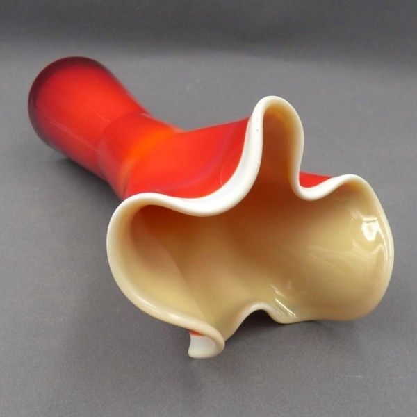 Red & White Murano Glass Vase. Italy 1950   1959 photo furniture