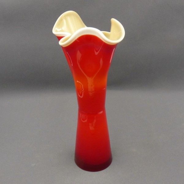 photo for sale Red & White Murano Glass Vase. Italy 1950   1959