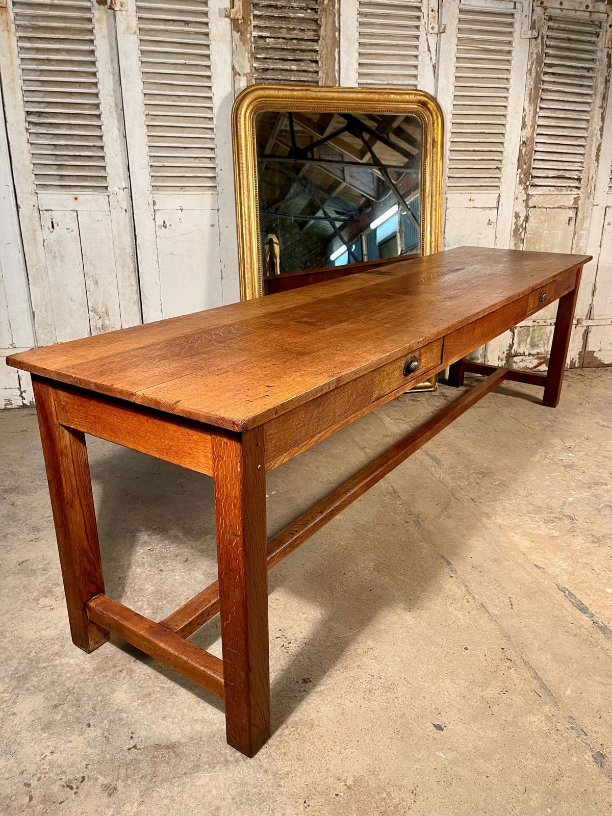 Exceptional Antique French Provincial Oak Tavern Table Circa 1890