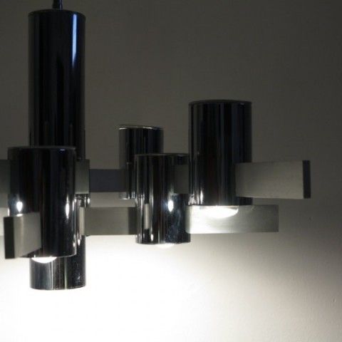 photo furniture Gaetano Sciolari Cubes Chandelier. Italy 1960   1970