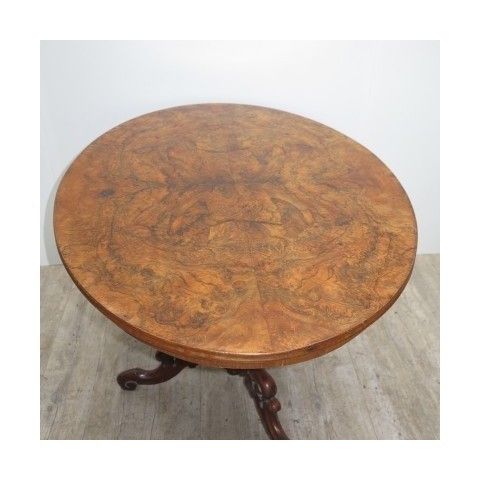 Antique Table With Carved Base And A Burl Veneer 1850   1880 photo for sale