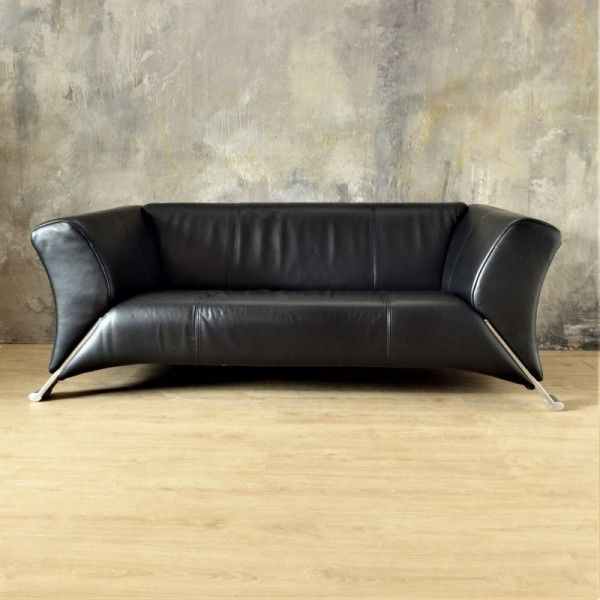 Black Two Seater Leather Sofa By Rolf Benz