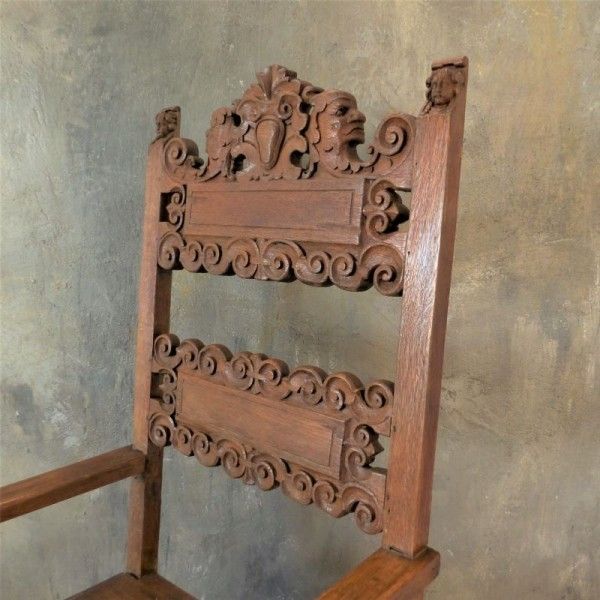 Carved Throne Chair Wilhelminian 1850 1880 photo for sale