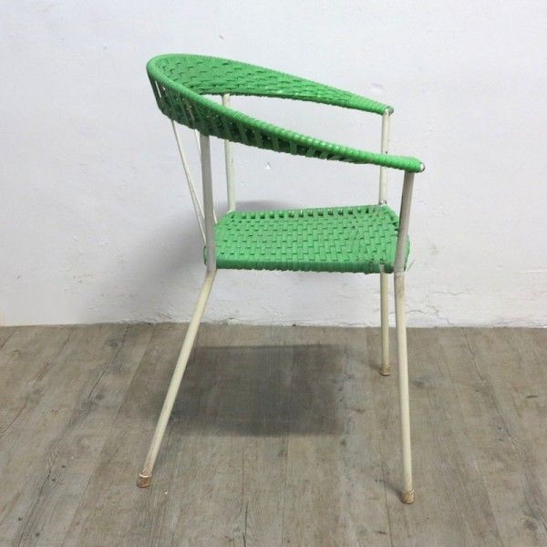 German Vintage Garden Chairs In Red & Green 1950 1960 photo vintage
