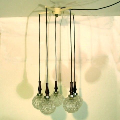Vintage. Ceiling Lamp With Five Glass Globes. 1960   1965. photo furniture