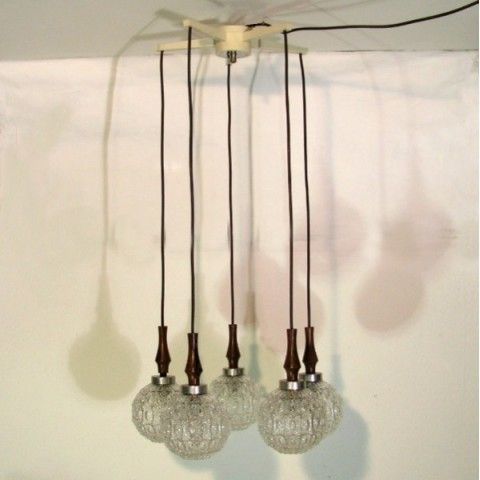 Vintage. Ceiling Lamp With Five Glass Globes. 1960   1965. photo for sale