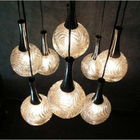 Vintage. Ceiling Lamp With Nine Glass Globes. 1960   1965 photo vintage