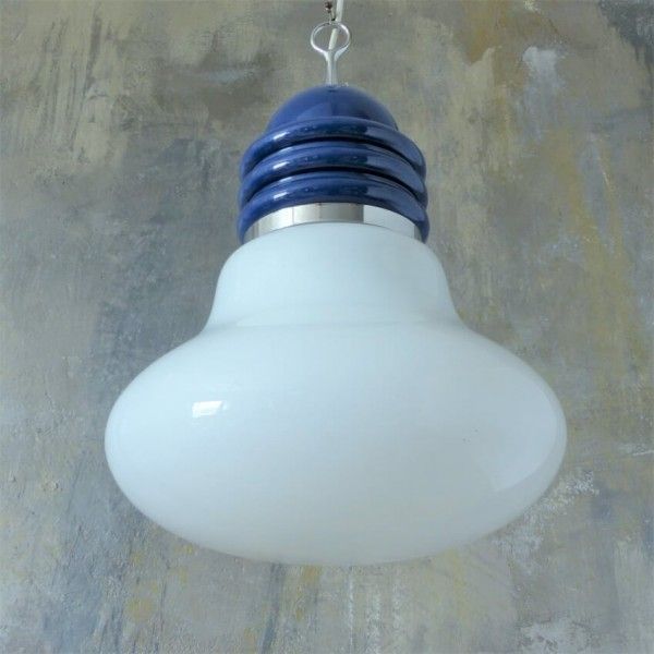 ”Arianna” Glass Ceiling Lamp In The Shape Of A Light Bulb By Piero Brombin For Artemide. 1965 photo Lighting