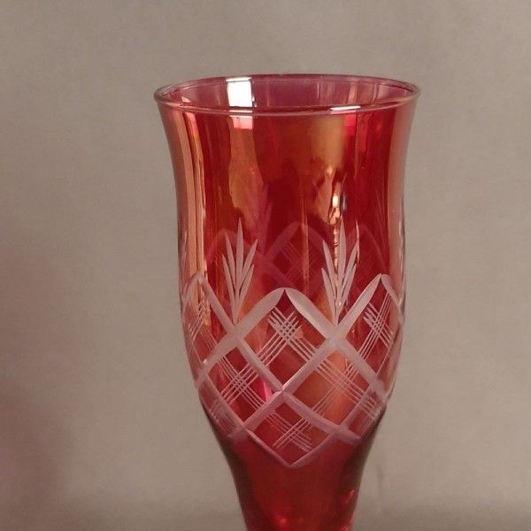 Vintage. Set Of Three Polished Crystal Champagne Glasses. 1960   1970 photo for sale