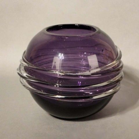Violet Glass Vase With Overlay. Czechoslovakia 1950   1959