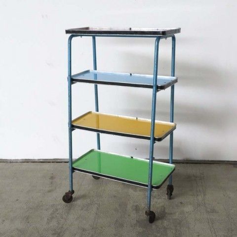 Furniture Industrial Shelf With Wheels And Shelves 1950 1959 photo