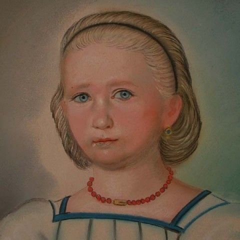 Ad. Schneider. Biedermeier Girl Portrait. 1869. photo furniture