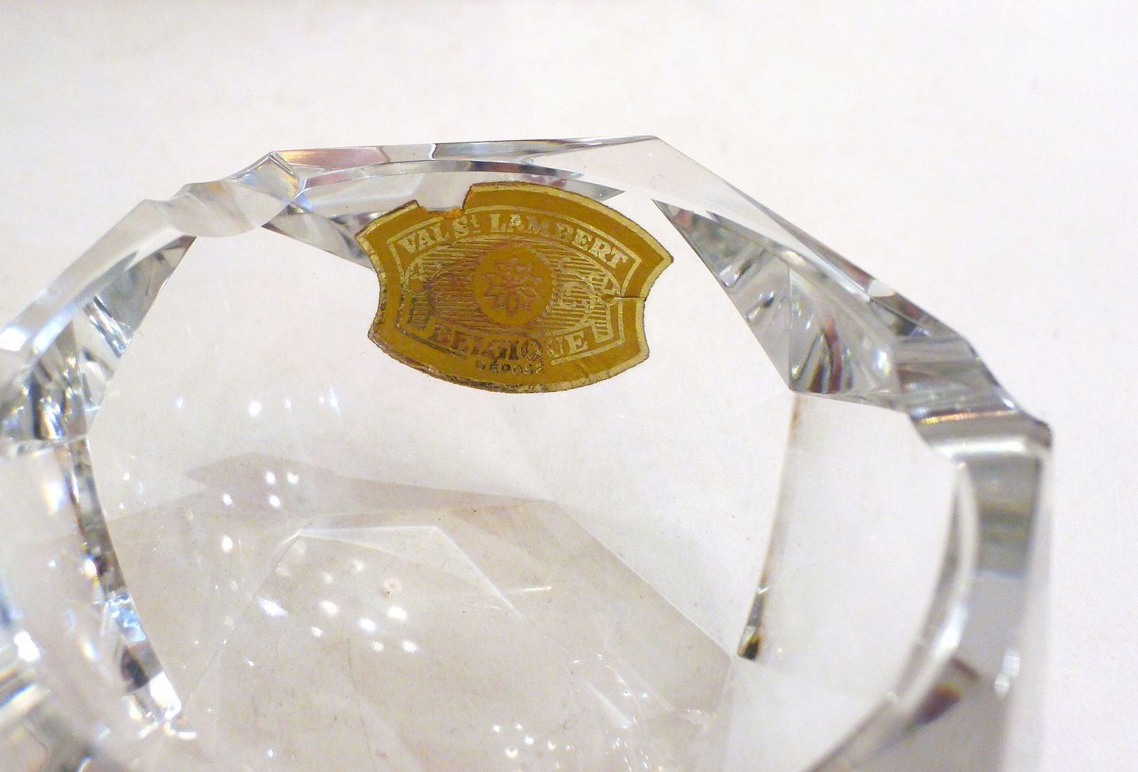 Faceted Crystal Ashtray From Val St Lambert, 1960s photo vintage
