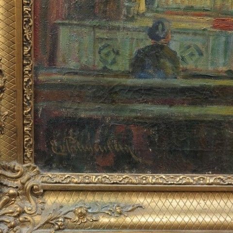 Emillie Von Palmenberg. Oil On Canvas. Church Interior 1920. photo for sale