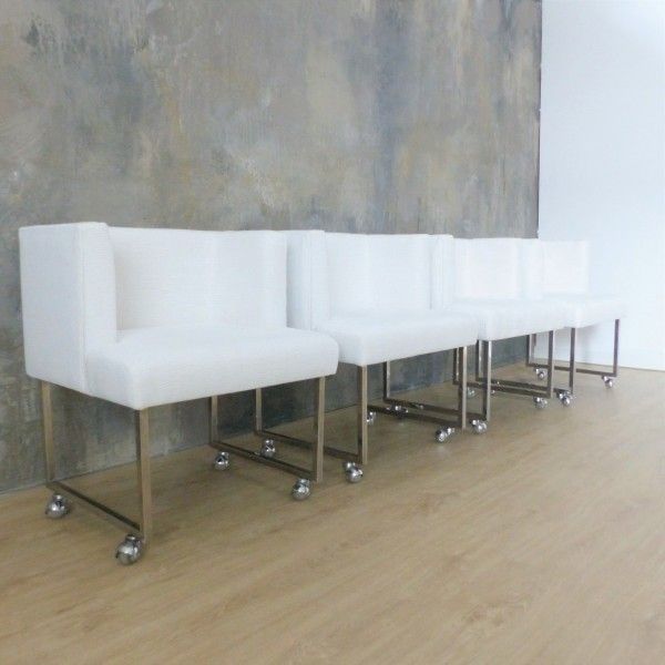 Four Vintage Upholstered Chairs With Chrome Feets. 1960   1969 photo furniture