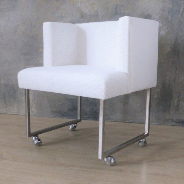 Four Vintage Upholstered Chairs With Chrome Feets. 1960   1969 photo for sale