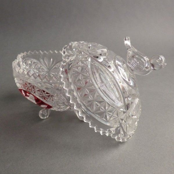 Vintage geperst glas snoepschaal. 1960 – 1970 photo Woonaccessoires