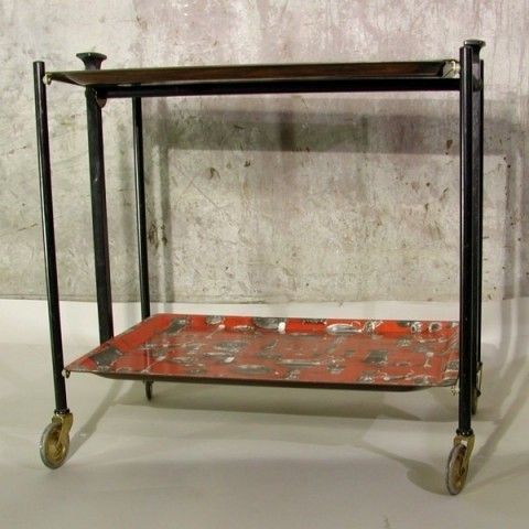 Metal Serving Trolley. Fornasetti Era. 1950   1955. photo vinterior