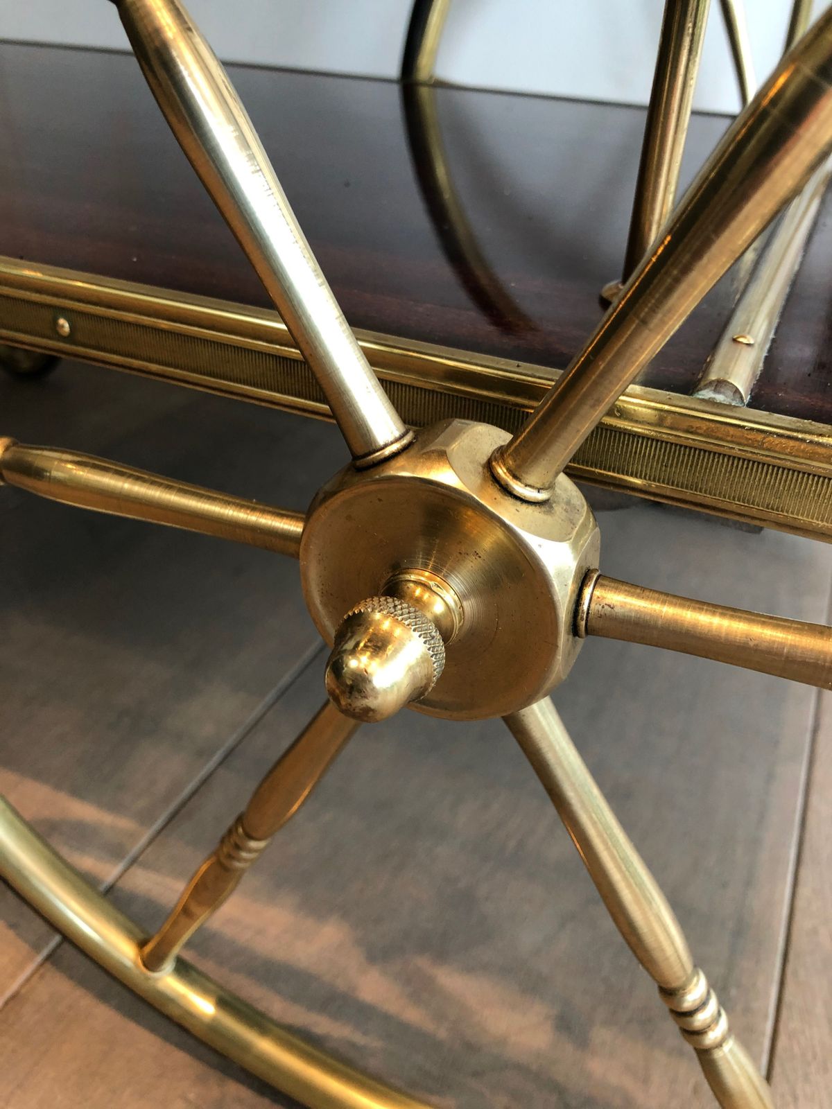 Furniture Mahogany And Brass Drinks Trolley photo