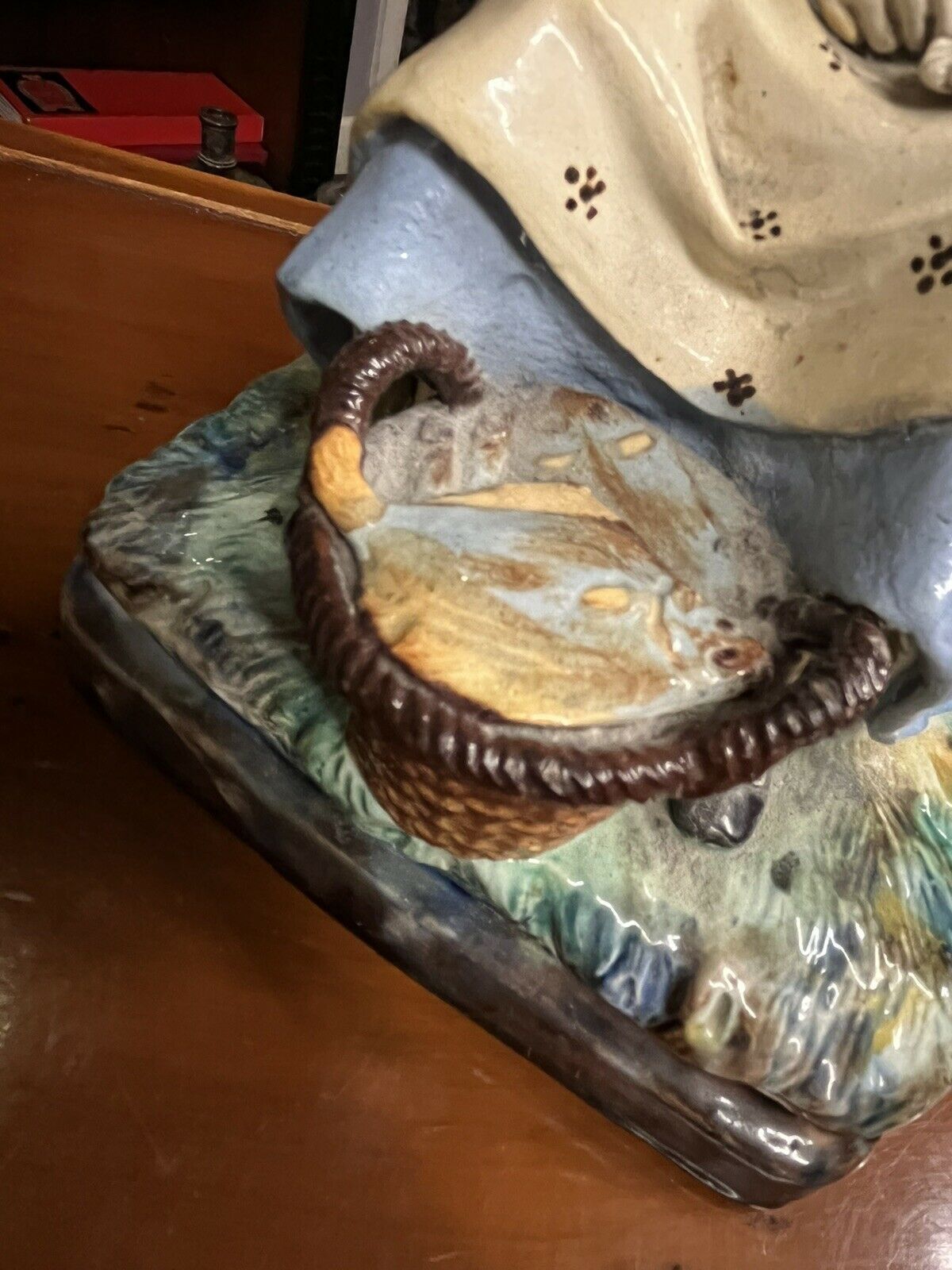 photo for sale Majolica Fisherman And His Wife, Very Good Quality. Large In Size.