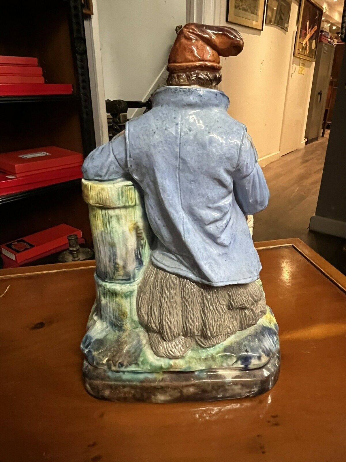 295.0 Majolica Fisherman And His Wife, Very Good Quality. Large In Size. photo