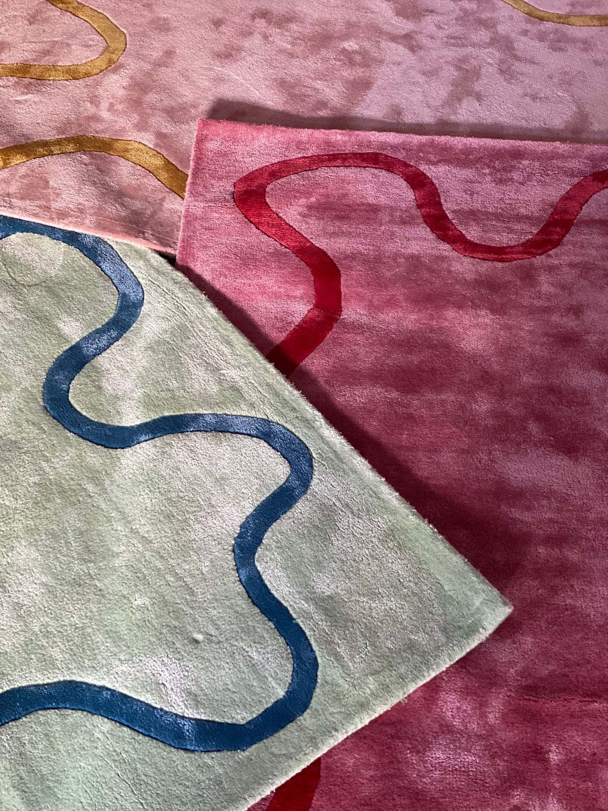 Mint Green And Blue Ribbon Rug 300 X 240cm photo vinterior