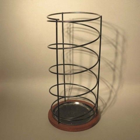Design Umbrella Stand Made Of Metal And Teak. 1950   1960 photo vinterior