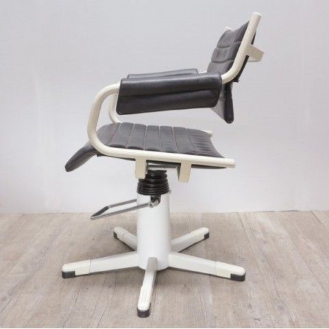 Vintage Hair Salon Leather Armchair With Pump Mechanism. 1970   1975 photo vintage